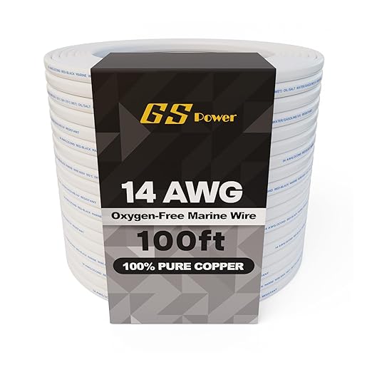 GS Power 100 Ft Duplex Marine Wire, 14 Gauge Wire, Oxygen-Free Tinned Copper 14 AWG Electrical Boat Wiring, Sheathed Copper Marine Grade Electrical Cable for Boat Automotive RV Camper Trailer