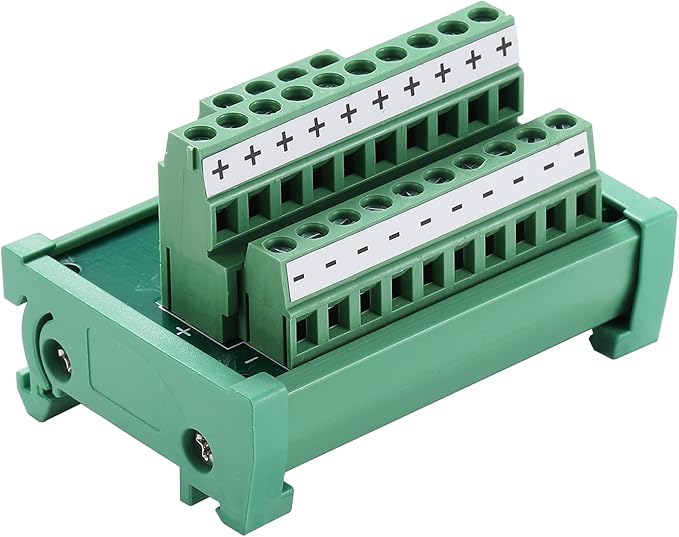 ANMBEST 2 in 10 Out Terminal Blocks Module, 25A DIN Rail and Panel Mounting Power Distribution Breakout Board for PLC Servo Power Amplifier