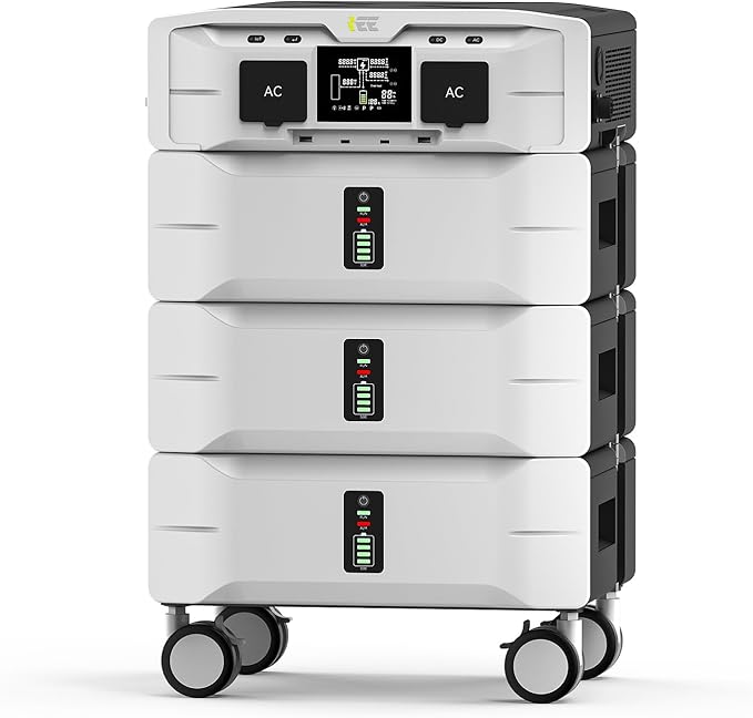 IEE 7680Wh Power Station with 5000W Output, 120V/240V Dual Voltage, Expandable Home Backup with Transfer Switch Ready & App Control