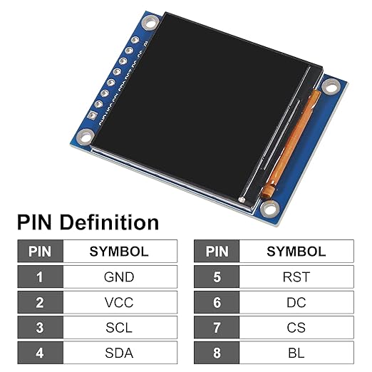 XIITIA 2pcs 1.54" SPI TFT LCD Display Module 240x240 RGB LCD Screen 3.3V ST7789 Drive SPI Interface 8pin Full Color for Arduino DIY