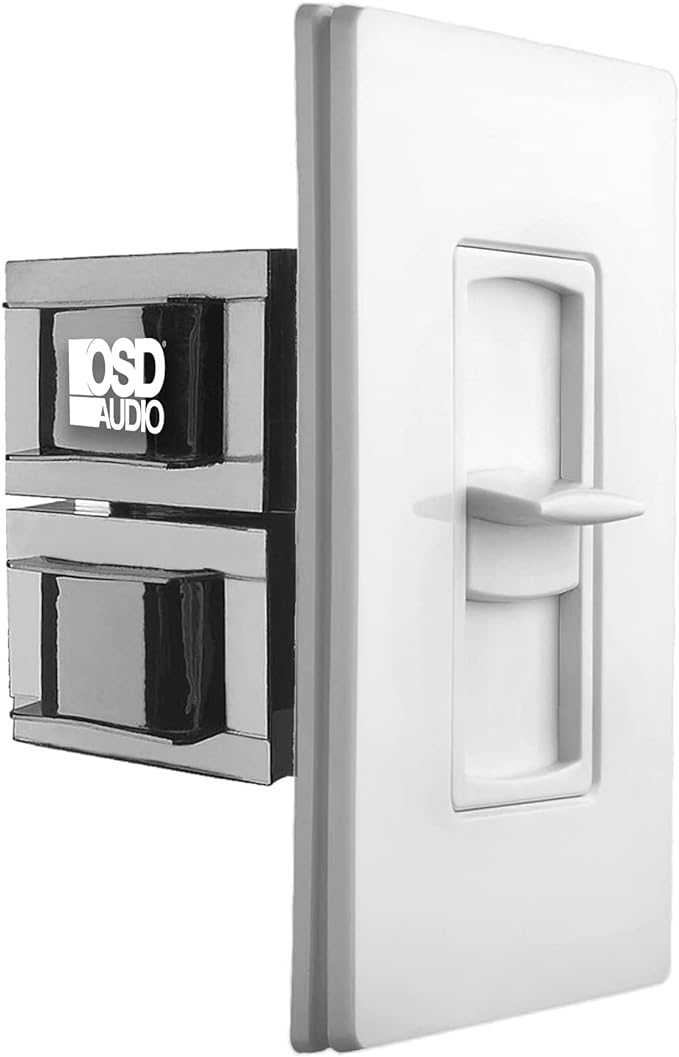 OSD Audio 100W Sleek, Modern, Minimalist Design in Wall Volume Control, Slider White Impedance Matching SLS100