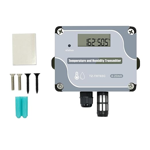 Tzone 4-20mA Temperature Humidity Transmitter,Digital Analog Temperature Transmitter Industrial Temp Humidity Sensor Collector Wall Mounted, Temp Probe Monitor for Greenhouse Environment Test Grow