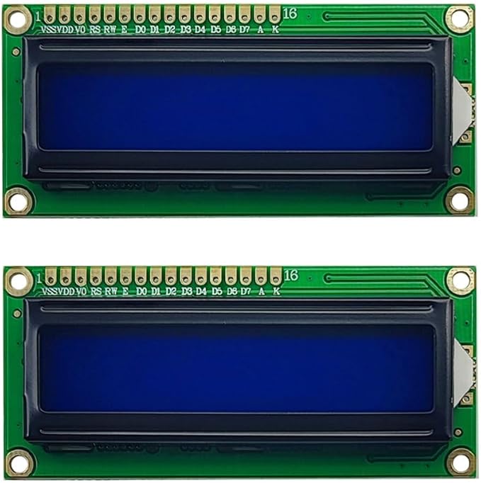Haldzemo 1602 LCD Screen Display Module 1602A 16x2 White Character Blue Backlight DC 5V (2 Pack)