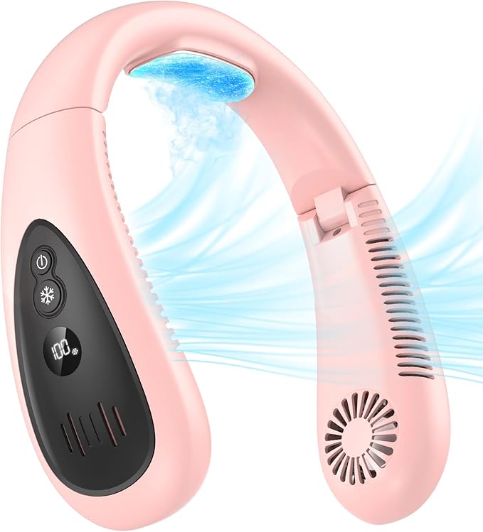 GAITIR Neck Air Conditioner, Portable Neck Fan with Cooling Plate 360°Cooling Airflow, 5000mah Rechargeable USB Fan Hands Free Bladeless Wearable Foldable Mini Fan for Men Women Home Office Outdoor