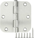 90 Pack Satin Nickel Door Hinges 3.5 x 3.5 Inch Interior 3 1/2 Inch Door Hinges for Doors Rounded 5/8" Radius Corners Flat Iron Hinge 3 ½"x 3 ½" Door Hardware Controls