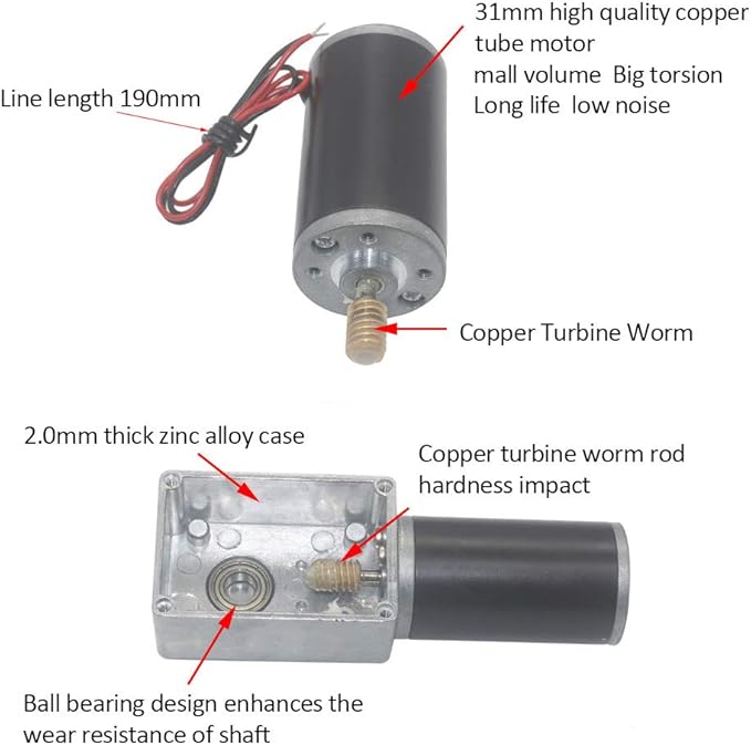 Reversible Gear Motor, 24V 8mm Shaft Gear Motor High Torsion Speed Reduce Electric Motor for Curtain Machine Advertising Equipment Window Opener Smart Device (250RPM)