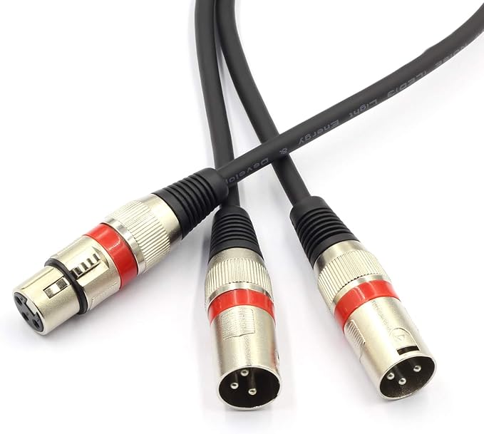 SiYear XLR Splitter Cable - XLR Female to Dual Male 3 Pin Patch Y Cable Balanced Microphone Splitter Cord Audio Adapter (50CM)