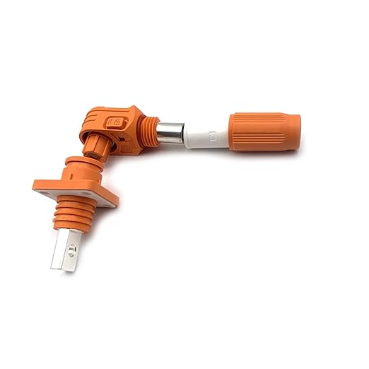 120A Battery Energy Storage Connector, 25mm² High Current Connectors IP67 Waterproof Copper Brand Thread Wiring Power Adapter Quick Plug Terminal Right Angle Plug and Socket (1000V Black+Orange)