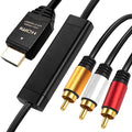 YOTETION HDMI to RCA 3FT Cable with IC, HDMI Male to 3-RCA BK AV Cable Video Audio Component Converter Adapter 1080P Cable for TV HDTV DVD