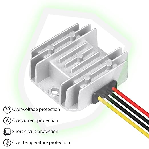 LeMotech DC 12/24v to 5v Converter 5A 25W Step Down Converter Voltage Regulator IP68 Waterproof Transformer for Golf Cart Truck Boat Vehicle