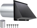 4 Inch Dryer Vent Cover Outside,Dryer Vent Cover Outdoor Wall Vent Hood Dryer Exhaust Vent Cap,Hooded Wall Vent with Screen & Damper,Wall Mount Extractor Vent for Dryer Duct AC,Galvanized Steel,Black