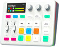 Bonkyo Gaming Audio Mixer & USB Interface with XLR Microphone, Bluetooth 5.0, RGB Effects, 48V Phantom Power, Voice Changer, G1 Sound Card for PS5, TikTok Live Streaming, Podcasting（White）