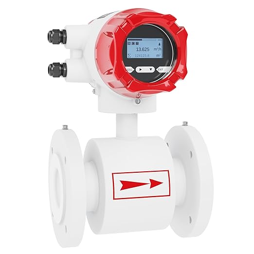 Electromagnetic Flow Meter,High-Precision Industrial Flowmeter Digital Display IP65 Protection 4-20mA Output Pipe Sensor for Wastewater, Sewage, and Seawater（DN125)