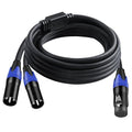 Seefeful (10FT-1Pack) XLR Splitter Cable, 1 Female to 2 Male Patch Y Cable Balanced Microphone Splitter Cord Audio Adaptor