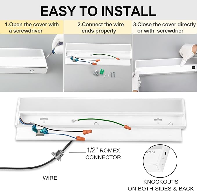 Ansen 4Packs of Under Cabinet Lighting Hardwired, 48IN 26W 1720LM, Dimmable Led Light for Kitchen/Bar/Closet, CRI>92, R9>90, 3 Color Temperature, 3000K/4000K/5000K(Warm White, Cool White, Daylight)