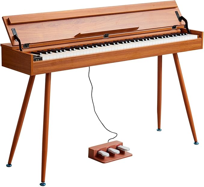 KUMENG Digital Piano 88 Key Weighted Keyboard,Full-Size Desk Progressive Hammer-Action Electric Piano For Beginners, With Sheet Music Stand, Pedal,Power Adapter, Headphone Mode, Usb-Midi