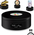 YVV LED Rotating Display Stand, Lighted Base-Crystal Glass Art, 360 Degree Automatic Mute Rotating Turntable, Motorized Display Stand with Colorful Lights, Tumbler Supplies Spinner 4.72in