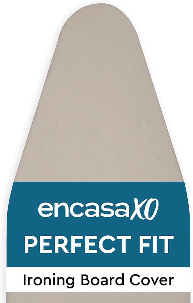 Encasa XO Ironing Board Cover and Pad 28"x12" - 4mm Felt Mini Iron Board Cover with Padding - Heat Resistant, Stain-Safe Dye, Non Slip Elastic Bungee Cord Tightening Iron Table Cover Beige