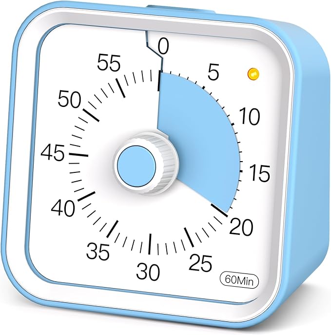InfPokid Visual Timer for Kids with Pause Function, 60 Minute Countdown Timer for Kids Desk Study, Teaching, Kitchen Cooking, Office Meetings, Time Management for ADHD (Blue)