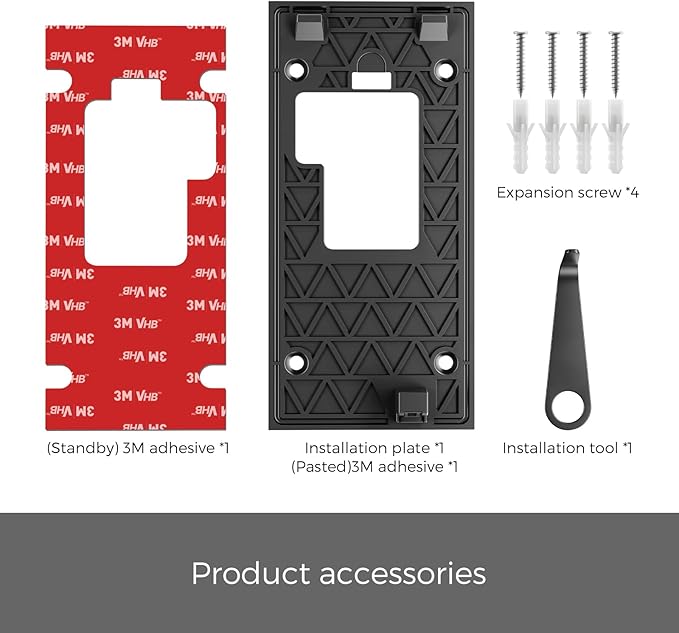No-Drill Adhesive Mount for Ring Battery Doorbell 2024 | Damage-Free Strong 3-M Tape Holder | No Screws, Rental Friendly Wall Plate | Easy Install for Apartment (Ring doorbell 2024 Mount)