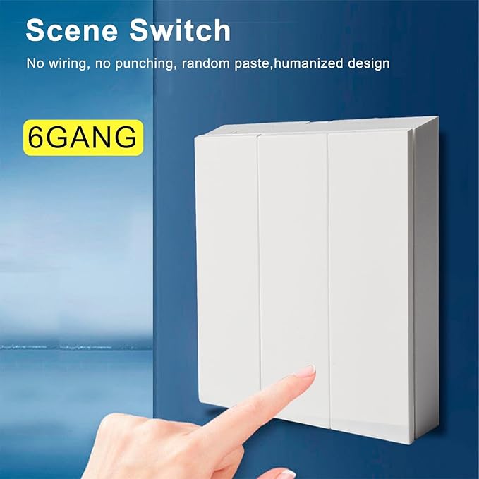 Deskbloom Scene Switch for Tuya for ZigBee 3.0, 6-Button Wall Controller, Remote Voice App Control, White ABS, Battery Powered for Home Automation