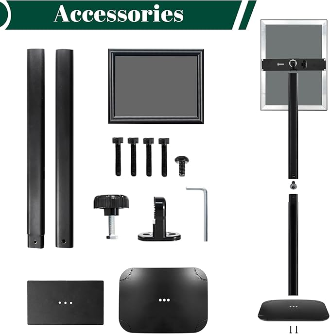 Heavy Duty Pedestal Sign Holder for Display, 8.5 x 11 inches Adjustable Floor Standing Sign Holder with Weighted Base , Vertical and Horizontal View Sign Stand for Indoor/Outdoor Advertising，Black