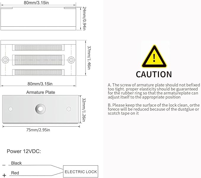 Electric Magnetic Lock 500KG 1200LBS Holding Force Electromagnet Lock 12V Fail Safe NC Mode Single Door for Access Control System/Metal Door/Fire Proof Door/Wooden Door/Glass Door etc. (500KG/1200LBS)