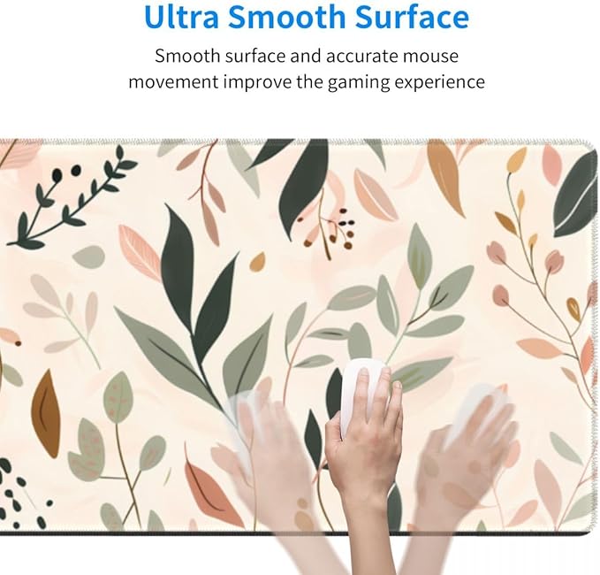 CANFLASHION Desk Pad,Office Desk Mat 31.5"×11.8" Large Gaming Mouse Pad,Durable Extended Computer Mouse Pad,Waterproof Thick Big Mouse Pads with Non-Slip Rubber Base Office Home Abstract Boho Leaves