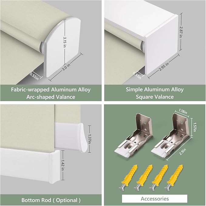 ZSHINE Motorized Blackout Window Blinds Customize Width Remote Control Rechargeable Motor Roller Shades for Windows, Home, Office, Hotel, Club, Restaurant(82026B)