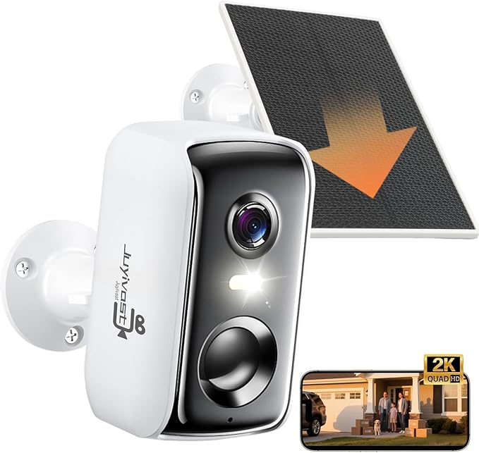 Solar Security Cameras Wireless Outdoor, 2K Outside Security Wireless WiFi Cameras, Battery Powered Outdoor Cameras with Solar Panel, Color Night Vision, 2.4G/5.8G WiFi, 2-Way Audio, PIR Motion Sensor