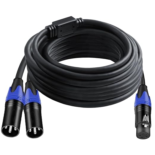 Seefeful XLR Splitter Cable, 1 Female to 2 Male Patch Y Cable Balanced Microphone Splitter Cord Audio Adaptor (20 FT)