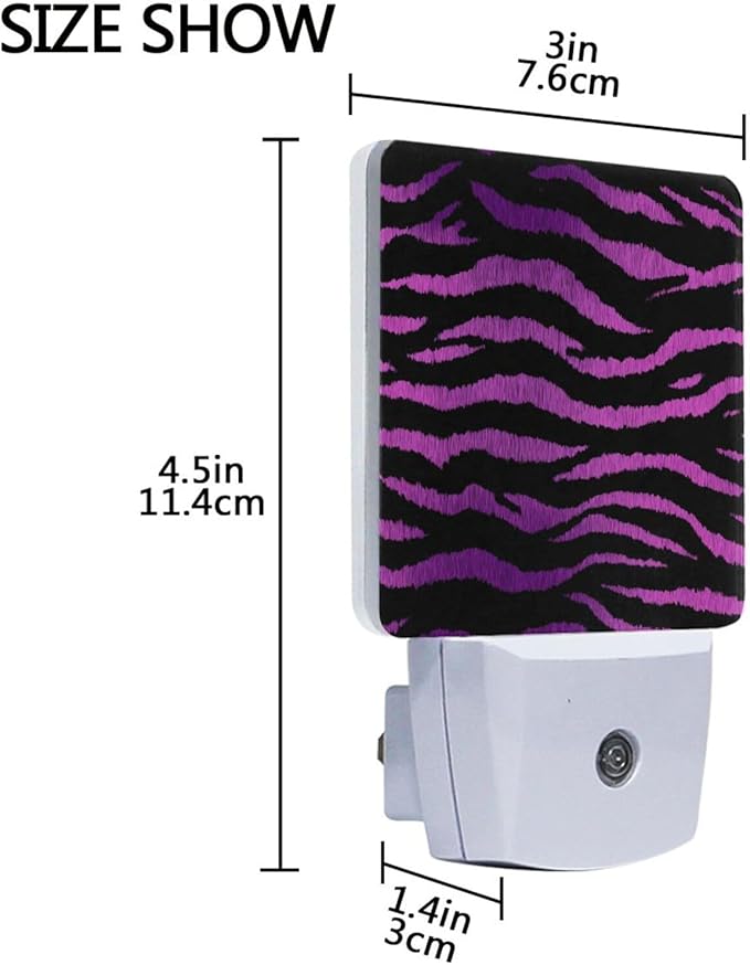 Pigsaly Led Night Light Black Magenta Purple Tiger Stripe Night Light Plug in Wall Lamp Smart Dusk to Dawn Sensor Nightlight Led Lamp Energy Saving Lights Gift for Kids Room Bedroom Bathroom Hallway