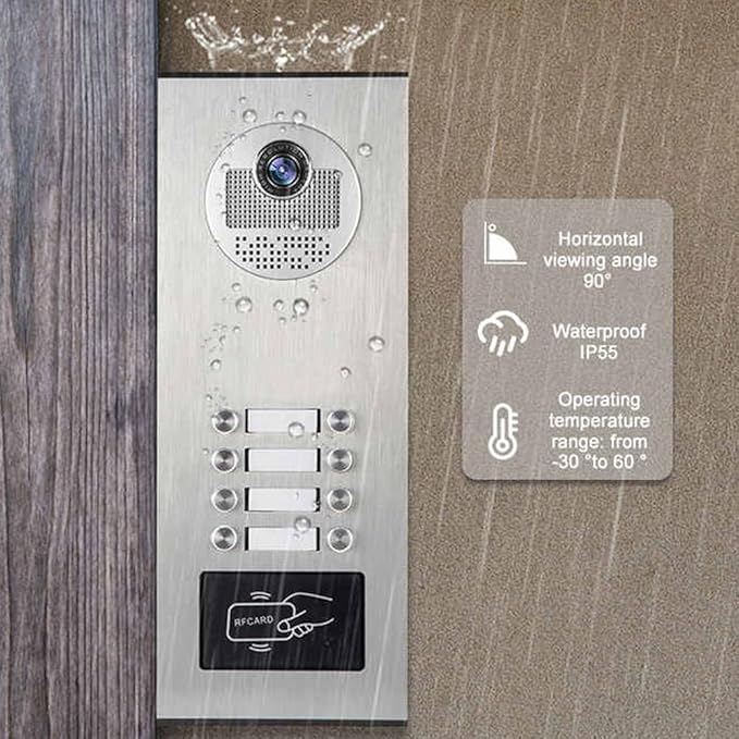 ANJIELO SMART Wired Video Multifamily Apartment Intercom System,2/3/4/6/8/10/12 Units 7 inch Monitor Video Door Phone Kit,Video Doorbell, ID Card Unlock, 2 Way Audio for Home (1 doorbell + 8 Monitor)
