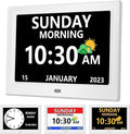 MRCHYDZ 11 Inch Clock with Day and Date for Elderly Large Display Digital Clocks 12 Alarm 3 Display Modes Large Font Alzheimer's Clock Alarm Clocks for Seniors Auto DST 11in White