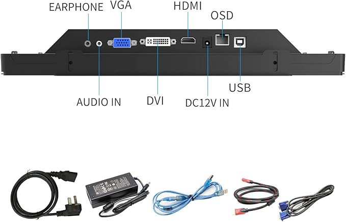 GreenTouch 13.3 Inch 10 Points Open Frame Touch Display, Industrial PCAP Touchscreen Monitor, VGA+HDMI+DVI Port - 16:9