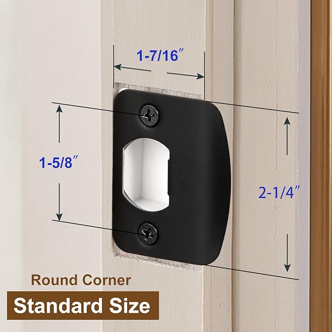 MOSECYOU Standard Door Strike Plate with Shim, Door Lock Latch Restorer Spacer, Universal Residential Security Striker, Fix Door Won’t Latch Close (Black)