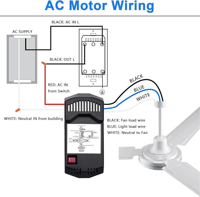 Ceiling Fan Remote Control Kit, Universal Ceiling Fan Remote Control Kit, Ceiling Fan Wall Switch UC9050T, Compatible with Hunter Hampton Bay