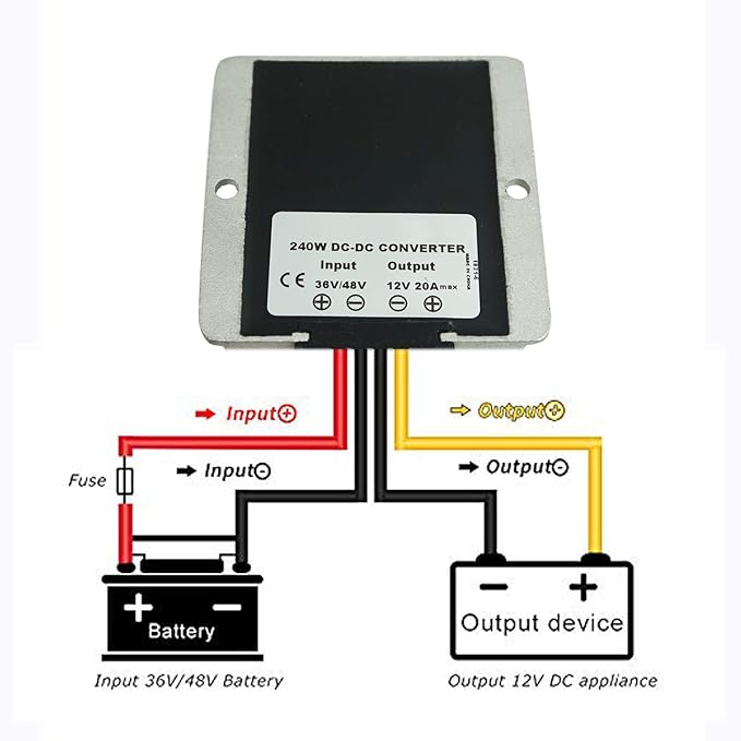 Proshopping Golf Cart DC Converter Regulator, 36V 48V Step Down to 12V 20A 240W Voltage Reducer, DC/DC Power Supply Module Buck Transformer, Waterproof - for Golf Cart, Club car, forklifts, Car