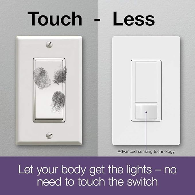 Lutron Maestro Motion Sensor Light Switch Indoor for Bathroom, Garage, Laundry Room, Closet, Occupancy Sensor Light Switch, Single-Pole, No Neutral, MS-OPS5M-IV