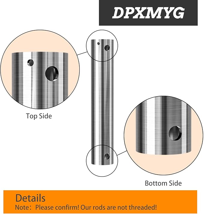 DPXMYG 24 inch Ceiling Fan Downrod with Extension Cord, 2 FT Brushed Nickel Downrod for Ceiling Fan, 1 inch Outside Diameter, Ceiling Fan Boom Suitable for a Wide Range of Fans (Nickel, Not Threaded)