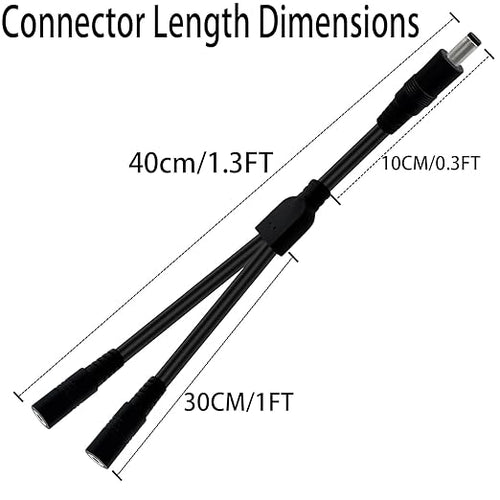 1.3FT 5.5mmx2.5mm 14AWG 12V/24V DC Power Splitter 1Male to 2Female High Power 5525 Connector for Solar Panel, Energy Storage Power Supply, Outdoor Power Supply, LED Strip Light 2pcs