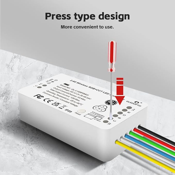 GLEDOPTO ZigBee 3.0 RGBCCT LED Strip Controller Pro RGB Color and Warm White Cold White Light Mix PWM Dimming Smart Phone App Voice Control Work with Hub Bridge (ZigBee Hub Required)
