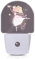 Axxitude Ballet Girl Flower Butterfly Night Lights Plug into Wall for Girls Boys Room,Night Light LED Lamp Dusk to Dawn Sensor Round Lamp for Bedroom Bathroom Hallway Home Wall Decor Nightlight
