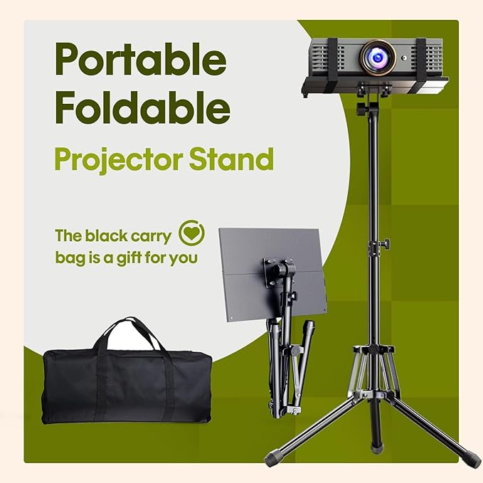 ORWOD Projector Stand Laptop Tripod - Portable Tripod Adjustable Height 20 to 60 Inch, Projector Stand with Gooseneck Phone Holder ＆ Mouse Tray, Laptop Floor Stand for Podium, Studio, DJ Racks
