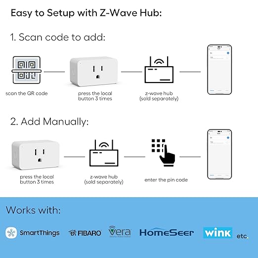 Zwave Dimmer Plug 800 Series 2 Pack, Dimmable Zwave Outlet Built-in Repeater Range Extender, Smart Dimmer Plug Need Z-Wave Hub Required, Compatible Smartthings, Alexa and More, FCC and ETL, 200W