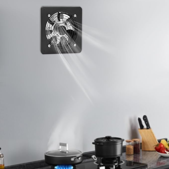 XUFOPLY 9.84 Inch Exhaust Fan, 110V 100W Wall Mounted Vent Fans 2600RPM Kitchen Bathroom Windows Fan Metal Extractor Fan for Attic, Garage, Window Ventilation (Black, 9.84 Inch)