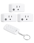 Wireless Remote Control Outlet with All On/Off Switch, 200FT RF Range, Mini Electrical Outlet Plug, 15A/1875W High-Power Switch for Christmas Lights, Fans, Household Appliances (3 Outlets + 1 Remote)