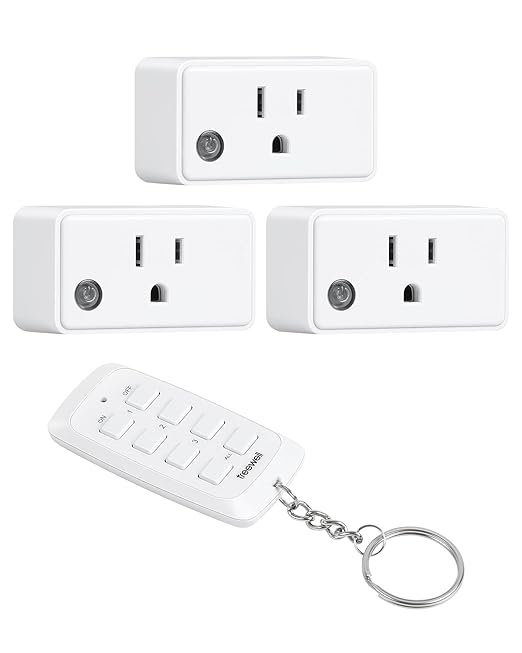 Wireless Remote Control Outlet with All On/Off Switch, 200FT RF Range, Mini Electrical Outlet Plug, 15A/1875W High-Power Switch for Christmas Lights, Fans, Household Appliances (3 Outlets + 1 Remote)
