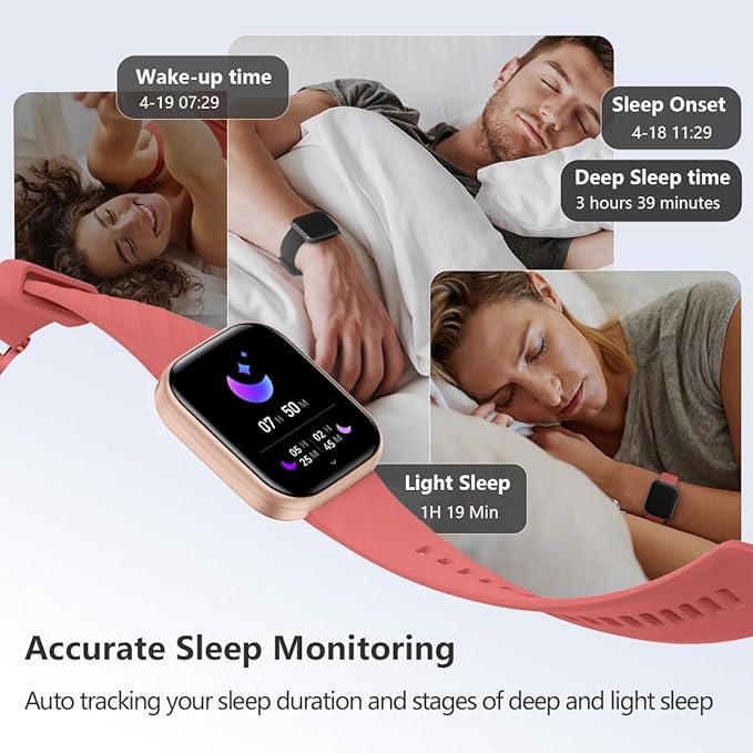 FITVII Health & Fitness Tracker (Answer/Make Calls), Smart Watch with 24/7 Heart Rate and Blood Pressure, Sleep Tracking, Blood Oxygen Monitor, 120+ Sport Modes Activity Tracker for Women Men