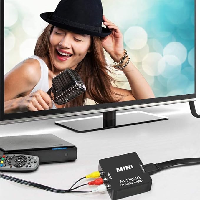 RCA to HDMI, AV to HDMI Converter, GOXMGO 1080P Mini RCA Composite Cvbs AV to HDMI Video Audio Converter Adapter Supporting PAL/Ntsc with USB Charge Cable for PC Laptop Xbox PS4 PS3 TV VCR Camera DVD